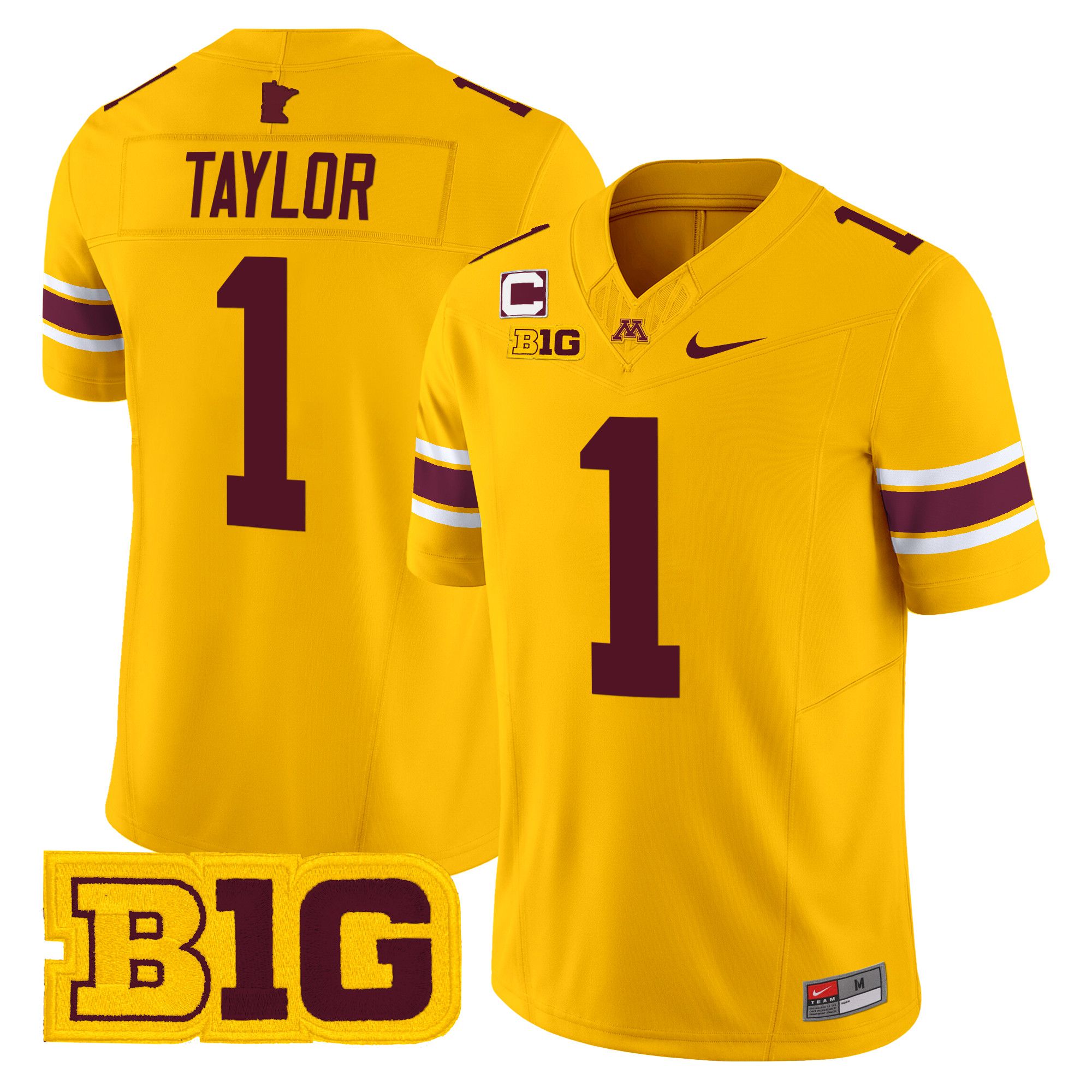 Men Minnesota Golden Gophers #1 Taylor Yellow Nike 2024 Vapor Limited NCAA Jersey style 1->more ncaa teams->NCAA Jersey
